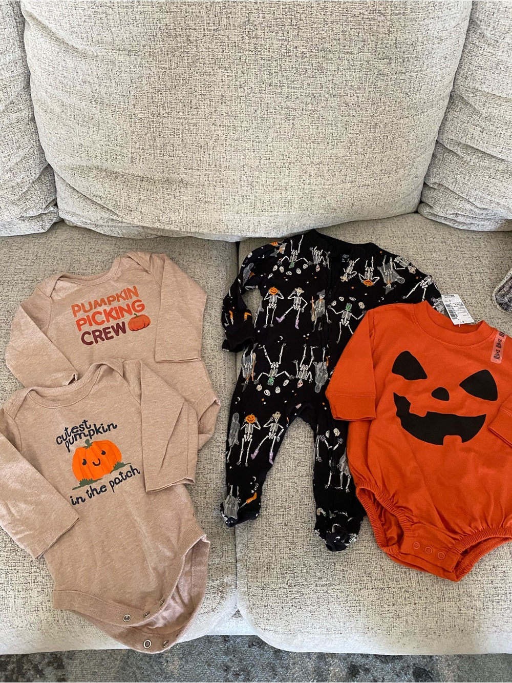 Fall and Halloween Baby Bundle - Pumpkin & Skeleton Prints